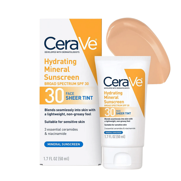 Cerave Hydrating Mineral Sunscreen SPF 30 Face Sheet Tint 50ml