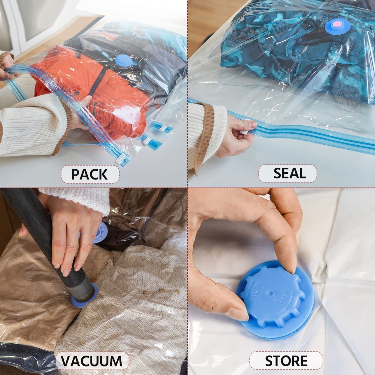 Set of 5 Vacuum Storage Bags With Pump